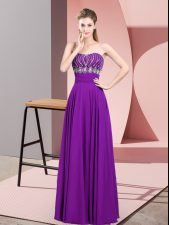 Hot Selling Sleeveless Zipper Floor Length Beading Homecoming Dress