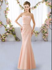 New Style Peach Sweetheart Lace Up Beading Quinceanera Court Dresses Sleeveless
