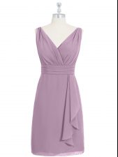 Glamorous Purple Sleeveless Chiffon Zipper Evening Dress for Prom and Party and Military Ball