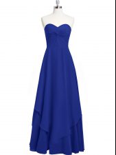 Fashionable Floor Length Royal Blue Dress for Prom Sweetheart Sleeveless Zipper