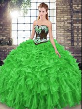 High End Quinceanera Gown Sweetheart Sleeveless Sweep Train Lace Up