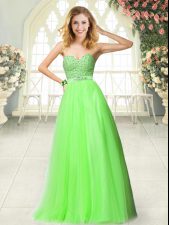  A-line Prom Evening Gown Sweetheart Tulle Sleeveless Floor Length Zipper