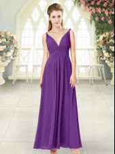  Sleeveless Zipper Ankle Length Ruching Prom Party Dress