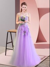 Pretty A-line Homecoming Dress Lavender Sweetheart Tulle Sleeveless Floor Length Lace Up