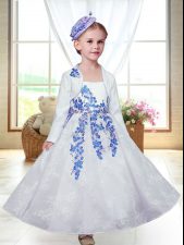 Inexpensive Sleeveless Zipper Ankle Length Embroidery Flower Girl Dresses for Less