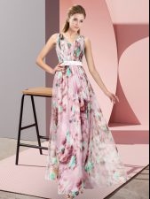 Enchanting Multi-color V-neck Neckline Pattern Prom Dress Sleeveless Zipper