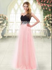 Customized Baby Pink Sweetheart Neckline Appliques Prom Party Dress Sleeveless Zipper