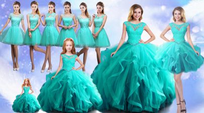 Best Lace Up Quinceanera Dresses Aqua Blue for Military Ball and Sweet 16 and Quinceanera with Beading