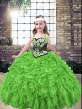  Ball Gowns Kids Pageant Dress Straps Organza Sleeveless Floor Length Lace Up