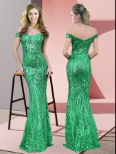  Floor Length Zipper Prom Dresses Green for Prom and Party with Ruching
