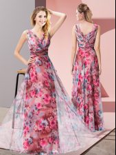 Sweet Floor Length Empire Sleeveless Multi-color Dress for Prom Zipper