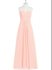  Pink Empire Lace and Appliques Prom Party Dress Zipper Chiffon Sleeveless Floor Length