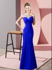 Comfortable Royal Blue Dress for Prom Prom and Party with Beading and Pick Ups Scoop Sleeveless Zipper