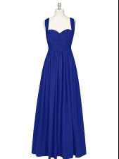  Chiffon Sleeveless Floor Length Dress for Prom and Ruching