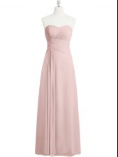  Baby Pink Sweetheart Zipper Ruching Dress for Prom Sleeveless