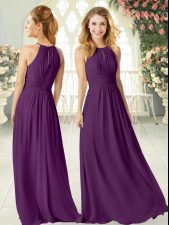 Custom Made Purple Scoop Neckline Ruching Homecoming Dress Sleeveless Zipper
