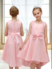 Designer High Low A-line Sleeveless Pink Flower Girl Dresses for Less Zipper