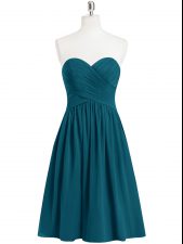  Teal Sleeveless Chiffon Zipper Prom Dresses for Prom and Party and Military Ball