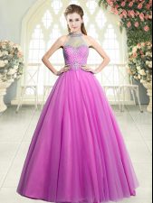 Smart Pink Sleeveless Tulle Zipper Dress for Prom for Prom and Party