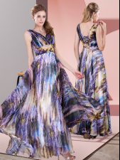 Sleeveless Pattern Lace Up Evening Dress