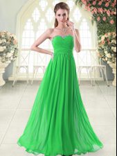 Clearance Green Sleeveless Beading Floor Length Dress for Prom