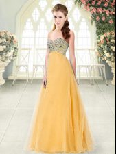 Unique Sweetheart Sleeveless Lace Up Prom Evening Gown Orange Tulle