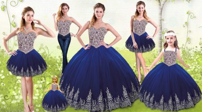 Decent Sweetheart Sleeveless Lace Up Sweet 16 Quinceanera Dress Royal Blue Tulle
