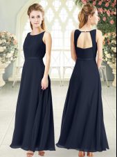Charming Black Sleeveless Ruching Ankle Length Prom Party Dress