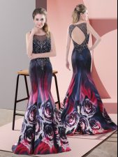Customized Multi-color Sleeveless Beading Backless Prom Gown
