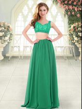 Low Price Green Evening Dress Prom and Party with Beading and Lace Straps Sleeveless Zipper