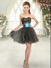 Fantastic A-line Homecoming Dress Brown Sweetheart Tulle Sleeveless Mini Length Lace Up