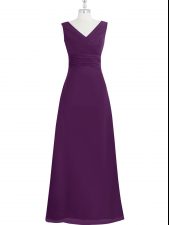 Stylish Sleeveless Zipper Floor Length Ruching Dress for Prom