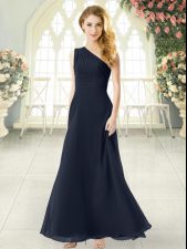 Beauteous Ruching Homecoming Dress Black Side Zipper Sleeveless Ankle Length