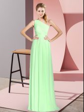 Fashion Empire Prom Dress One Shoulder Chiffon Sleeveless Floor Length Lace Up
