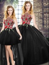 Charming Sleeveless Zipper Floor Length Embroidery Quinceanera Dresses
