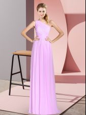  Floor Length Empire Sleeveless Lilac Prom Dresses Lace Up