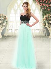 Empire Prom Evening Gown Apple Green Sweetheart Tulle Sleeveless Floor Length Zipper