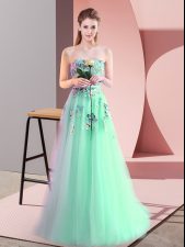  Apple Green Prom and Party with Appliques Sweetheart Sleeveless Lace Up