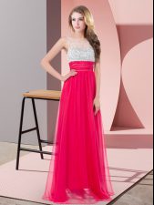 Spectacular Chiffon Sleeveless Floor Length Dress for Prom and Sequins