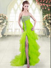 Pretty Mermaid Sleeveless Prom Dress Brush Train Lace Up