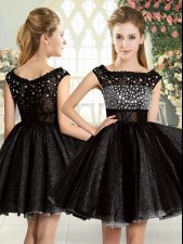 Free and Easy Black Sleeveless Beading Mini Length Prom Party Dress