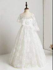 Pretty White Side Zipper Flower Girl Dress for Wedding Party