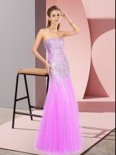 Extravagant Lilac Sweetheart Zipper Beading Prom Dress Sleeveless