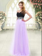  Sleeveless Zipper Floor Length Appliques Dress for Prom