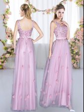 Noble Beading and Appliques Court Dresses for Sweet 16 Lavender Lace Up Sleeveless Floor Length