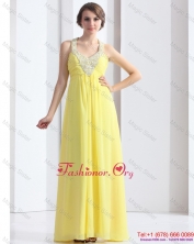 2015 Cheap Halter Top Yellow Prom Dress with Floor Length WMDPD174FOR