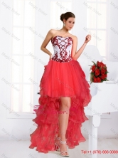 2015 Fall Beautiful Coral Red Prom Dresses with Embroidery and Beaded QDZY386TZBFOR