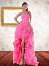 2015 Perfect Baby Pink Strapless Prom Dreses with Beading and Ruffled Layers PDZY724TZBFOR
