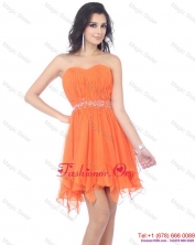 2015 Romantic Sweetheart Beading and Ruching Prom Dress in Orange WMDPD236FOR