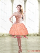 2015 Spring Classical Short Peach Prom Dress with Beading and Pick Ups SJQDDT22003FOR